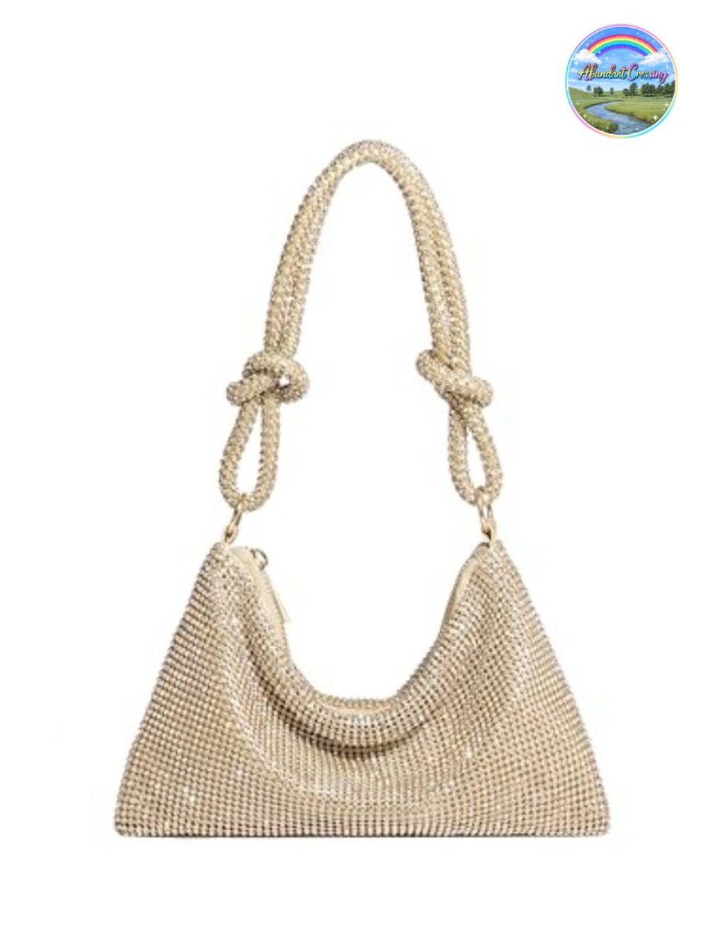 Rhinestone Evening Clutch Purse Sparkly Knotted Strap Dressy Small Handbag